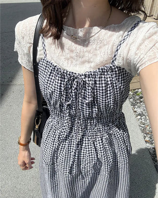 Lace sheer short-sleeved T-shirt