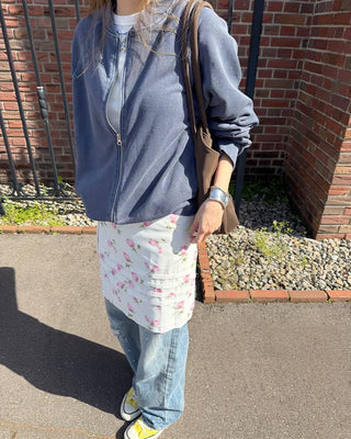 Vintage rose pattern midi skirt