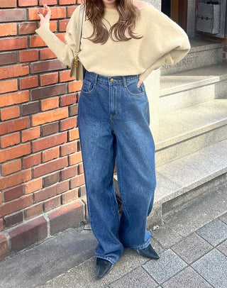 Asymmetrical Shoulder Loose Fit Knit