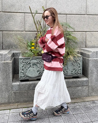 Perforated lace maxi skirt