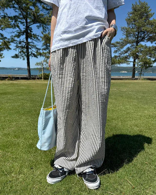 Simple striped banding pants