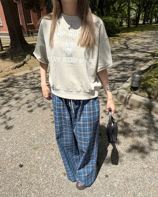 Wide-fit check easy pants
