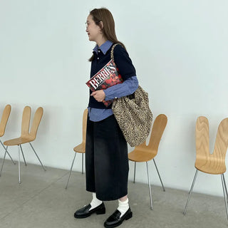 Big leopard print shoulder bag