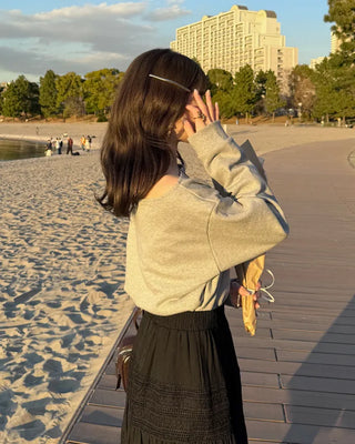 Simple off-shoulder sweatshirt