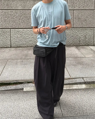 Oil-washed splatter wide tennis pants