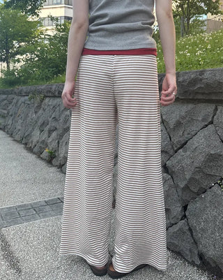 Striped wide easy pants