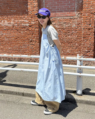 Side drawstring camisole long dress