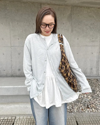 Round neck ribbed cardigan
