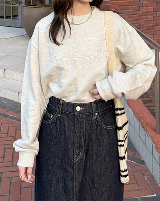 Non-faded H-line denim skirt