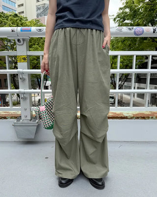 Pleated skirt wide slacks