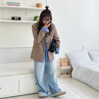 Button-up check jacket