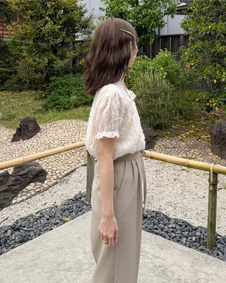 Lace short-sleeved blouse
