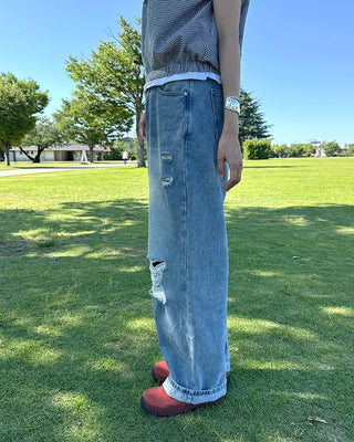 Vintage distressed denim pants