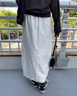 White lace point long skirt