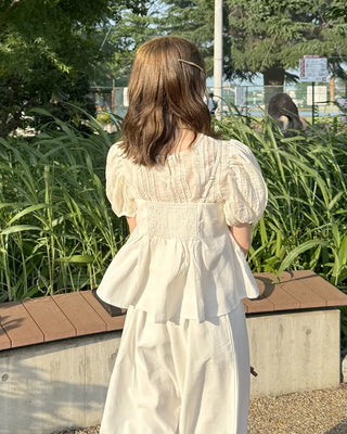 Pintuck bustier and slacks set