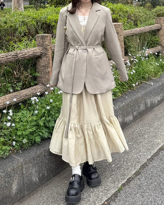Back Ribbon Shirring Sleeveless Long Dress