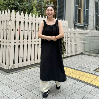 Bag set shirred nylon dress