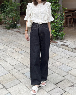 Punched ruffle blouse