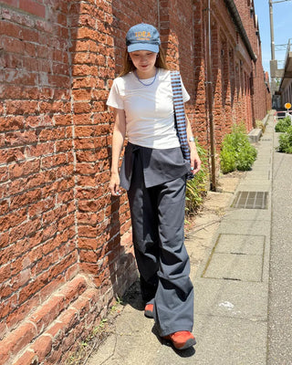 Unique pintuck semi-cropped French T-shirt