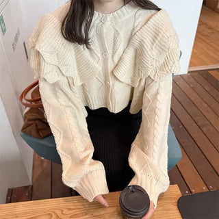 Double ruffle knit cardigan