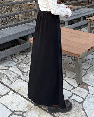 A-line ribbed long skirt