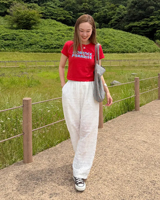 Flower Punching Wide Easy Pants