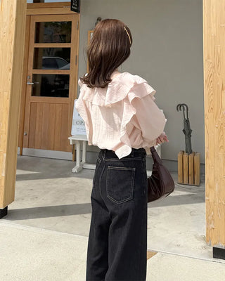 Ruffled V-neck blouse