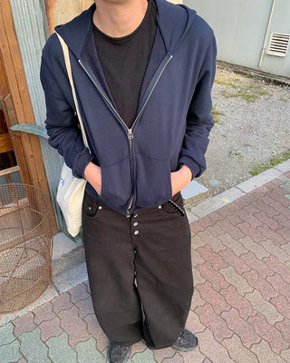 Standard fit hooded zip-up