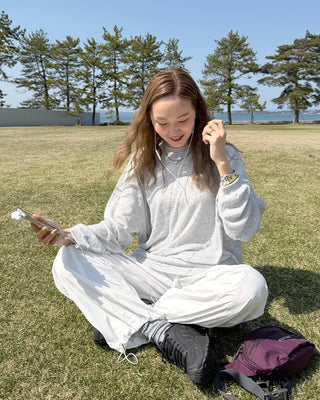 Oversized Long Sleeve Waffle T-Shirt