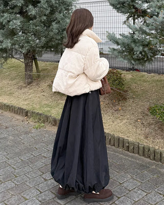 Balloon long elastic waist skirt