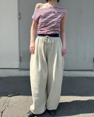 Waistband String Pintuck Sweatpants