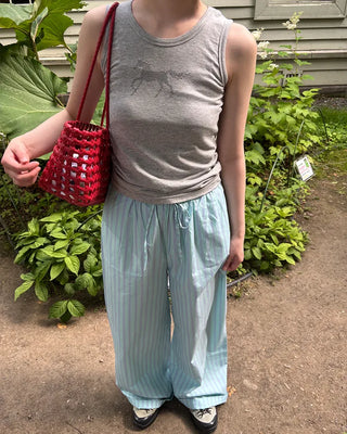 Wide striped easy pants