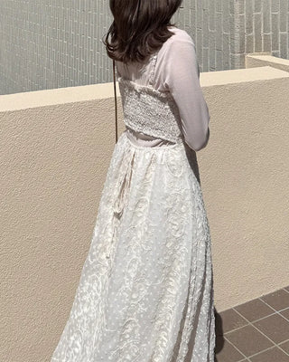Lace strap detail camisole long dress