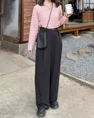 Belted wide-leg pants