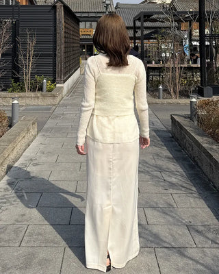Satin long skirt