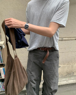 Simple layered crew neck short-sleeve T-shirt