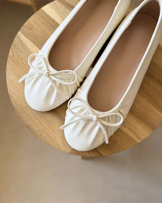 Shirred Ribbon Flat Shoes