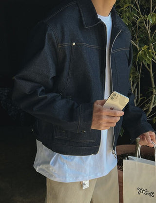 [Feature] Raw Denim Collared Jacket (2 colors)