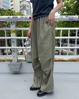 Pleated skirt wide slacks