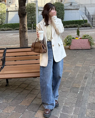 Wide vintage wash denim pants
