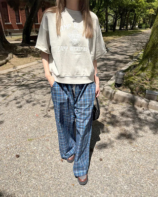 Wide-fit check easy pants