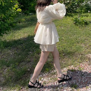 Off-shoulder chiffon blouse dress