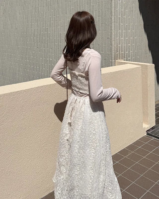 Lace strap detail camisole long dress