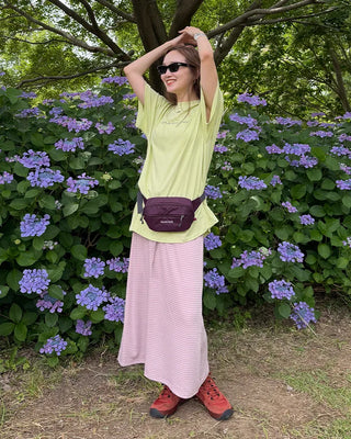 Bordered waist drawstring maxi skirt