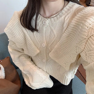 Double ruffle knit cardigan