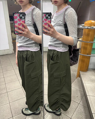 Side pocket nylon cargo skirt