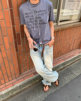 Washed denim pants with double back pockets