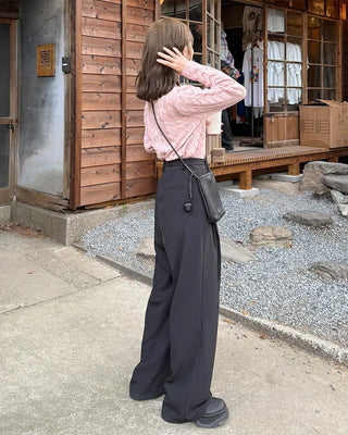 Belted wide-leg pants
