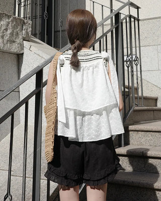 (ORIGINAL) Eyelet Tiered Ribbon Sleeveless Dress