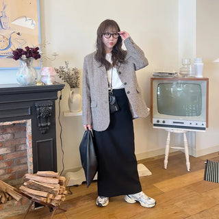 Button-up check jacket